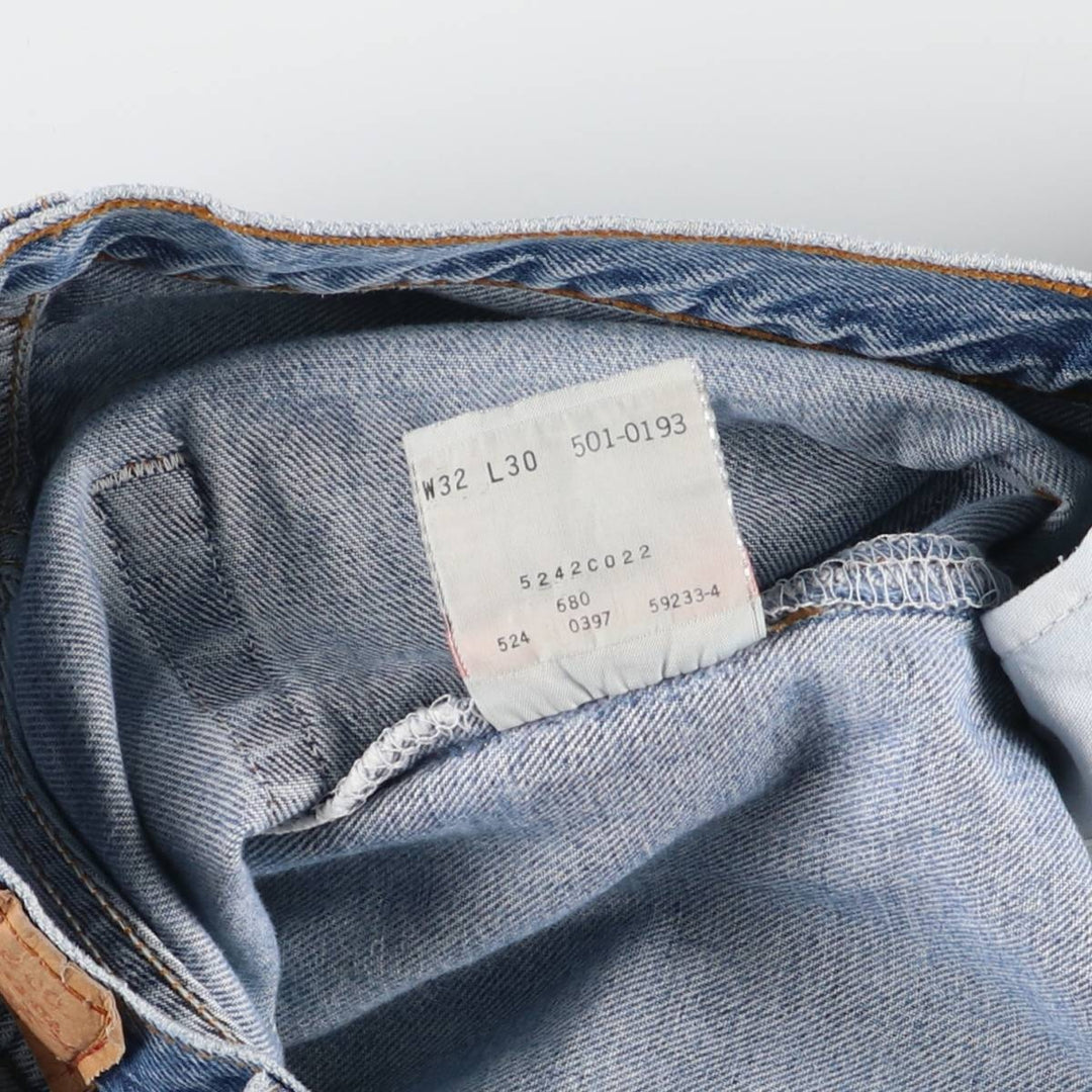 90'S Levi's 501-0193 Straight Denim Pants Made in USA Men's W31 Vintage cotton Blue type light blue Vintage Second Hand