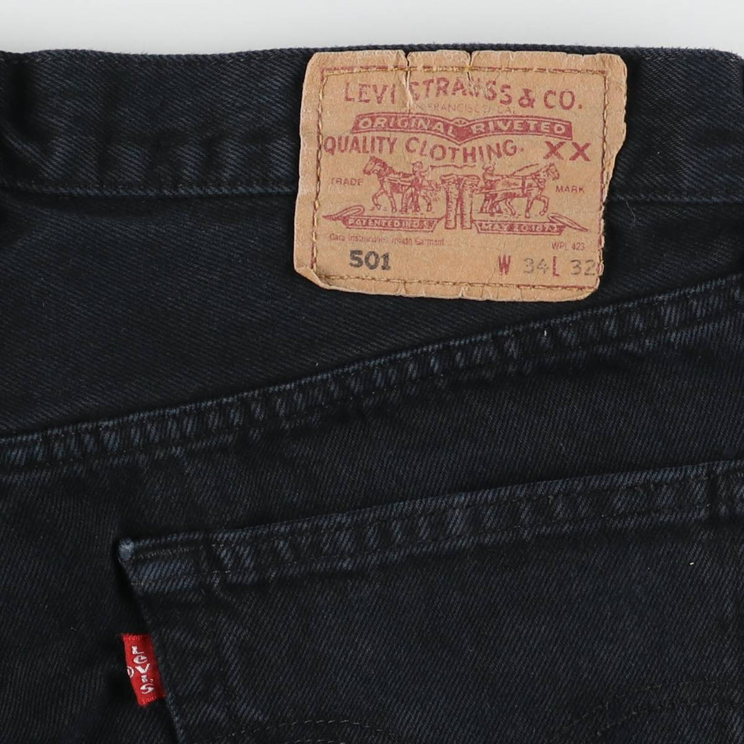 Levi's 501 straight denim pants for men, size W34 cotton black type Vintage Second Hand