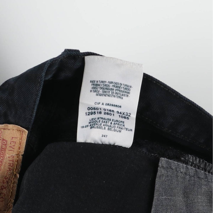 Levi's 501 straight denim pants for men, size W34 cotton black type Vintage Second Hand