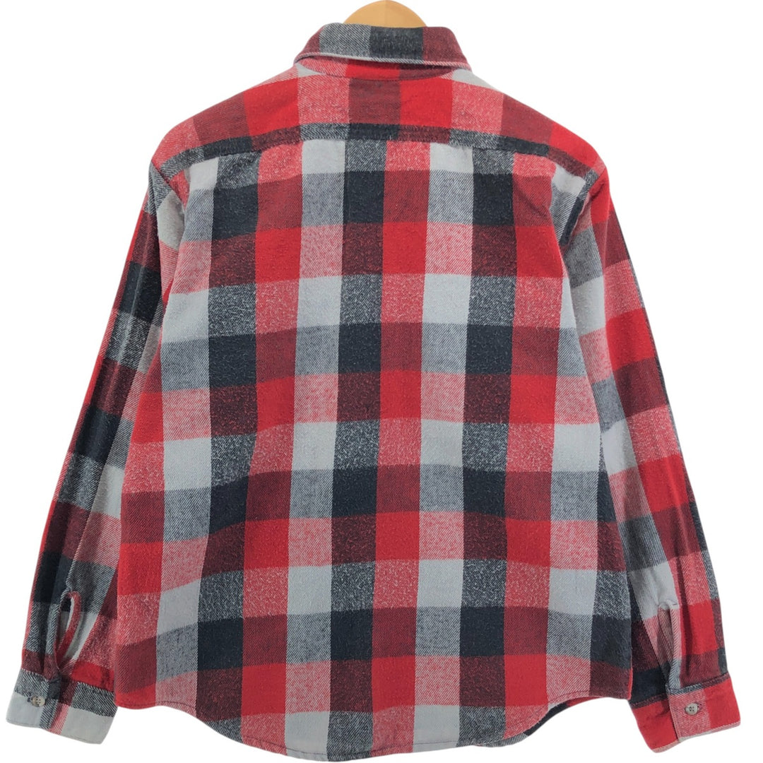 70s~80'S Five Brother Long Sleeve Flannel Check Shirt Made in USA Men's L Size Vintage cotton red type Vintage Second Hand