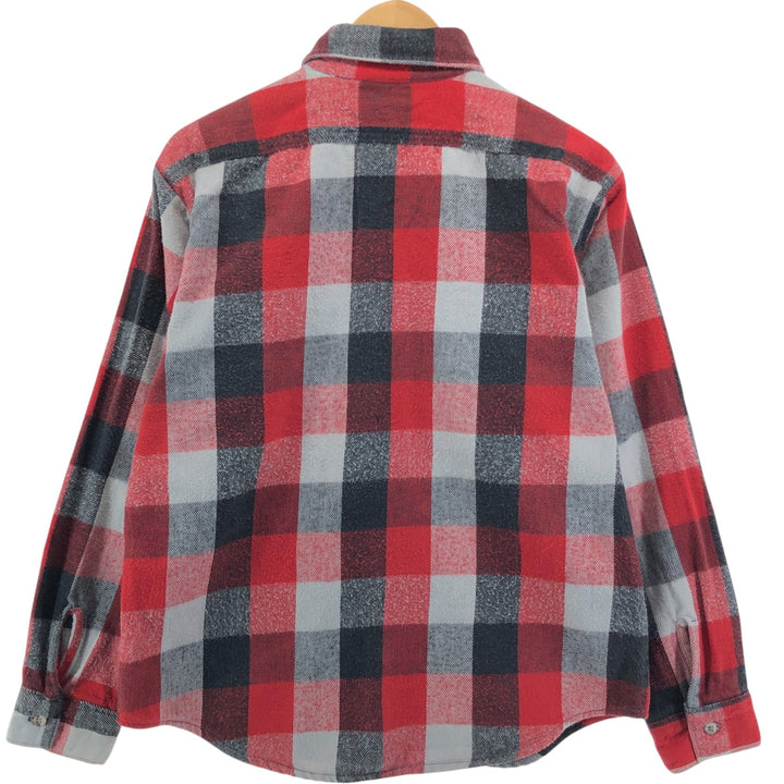 70s~80'S Five Brother Long Sleeve Flannel Check Shirt Made in USA Men's L Size Vintage cotton red type Vintage Second Hand