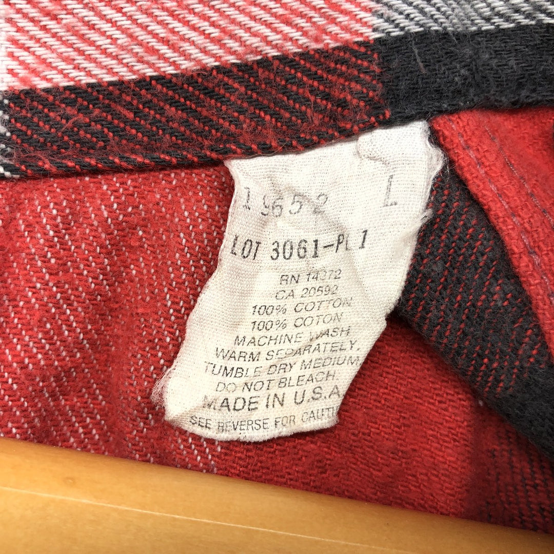 70s~80'S Five Brother Long Sleeve Flannel Check Shirt Made in USA Men's L Size Vintage cotton red type Vintage Second Hand