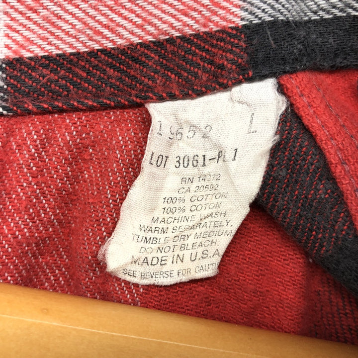 70s~80'S Five Brother Long Sleeve Flannel Check Shirt Made in USA Men's L Size Vintage cotton red type Vintage Second Hand