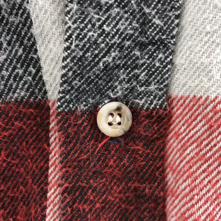 70s~80'S Five Brother Long Sleeve Flannel Check Shirt Made in USA Men's L Size Vintage cotton red type Vintage Second Hand