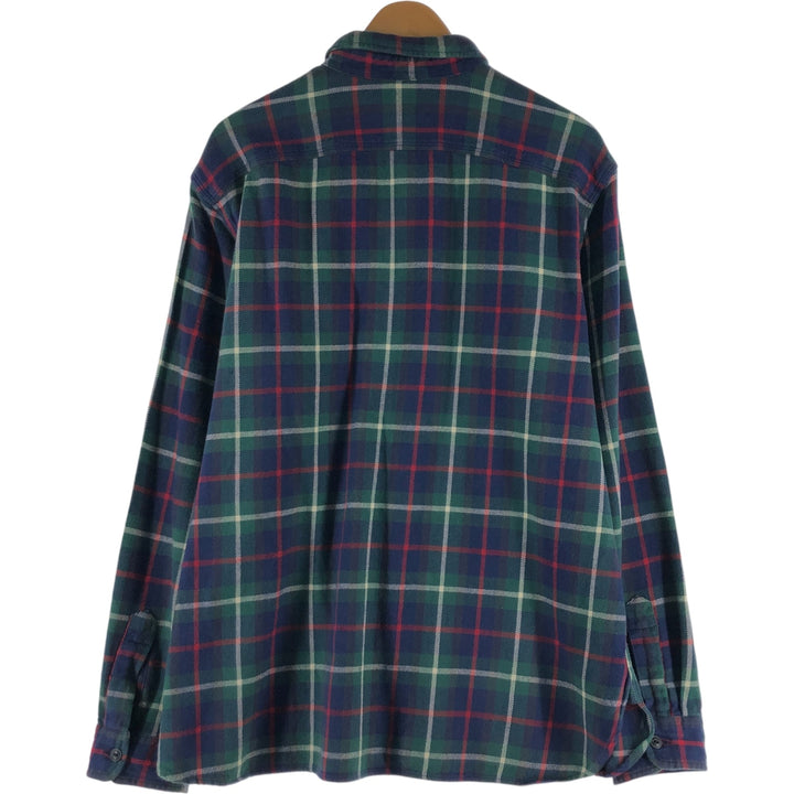 Ralph Lauren POLO by Ralph Lauren Long Sleeve Flannel Check Shirt Men's XL cotton navy blue type Vintage Second Hand