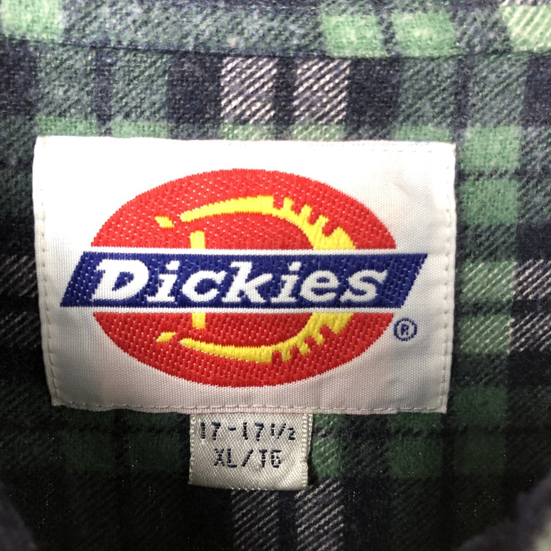 Dickies Long Sleeve Printed Flannel Check Shirt, Men's XL cotton green type Vintage Second Hand