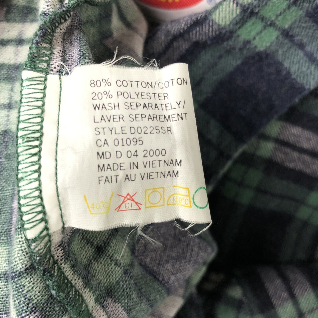 Dickies Long Sleeve Printed Flannel Check Shirt, Men's XL cotton green type Vintage Second Hand