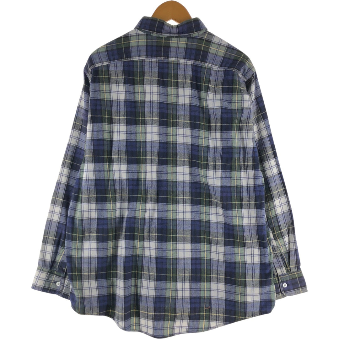 80s-90'S LLBean Long Sleeve Light Nell Check Shirt Men's XL Vintage cotton green type Vintage Second Hand
