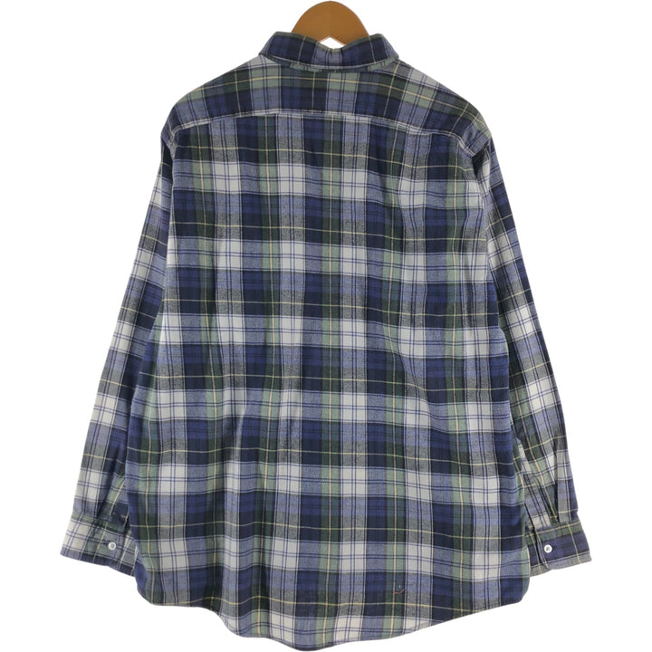 80s-90'S LLBean Long Sleeve Light Nell Check Shirt Men's XL Vintage cotton green type Vintage Second Hand