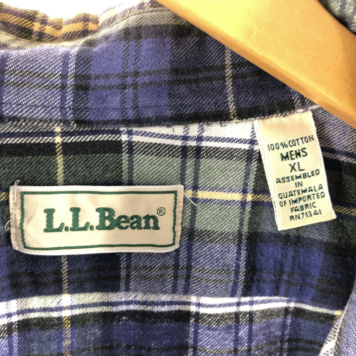 80s-90'S LLBean Long Sleeve Light Nell Check Shirt Men's XL Vintage cotton green type Vintage Second Hand