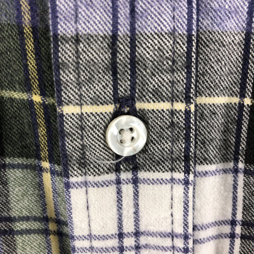80s-90'S LLBean Long Sleeve Light Nell Check Shirt Men's XL Vintage cotton green type Vintage Second Hand