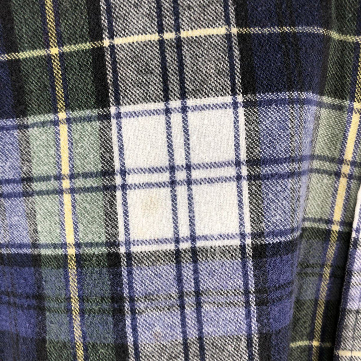 80s-90'S LLBean Long Sleeve Light Nell Check Shirt Men's XL Vintage cotton green type Vintage Second Hand