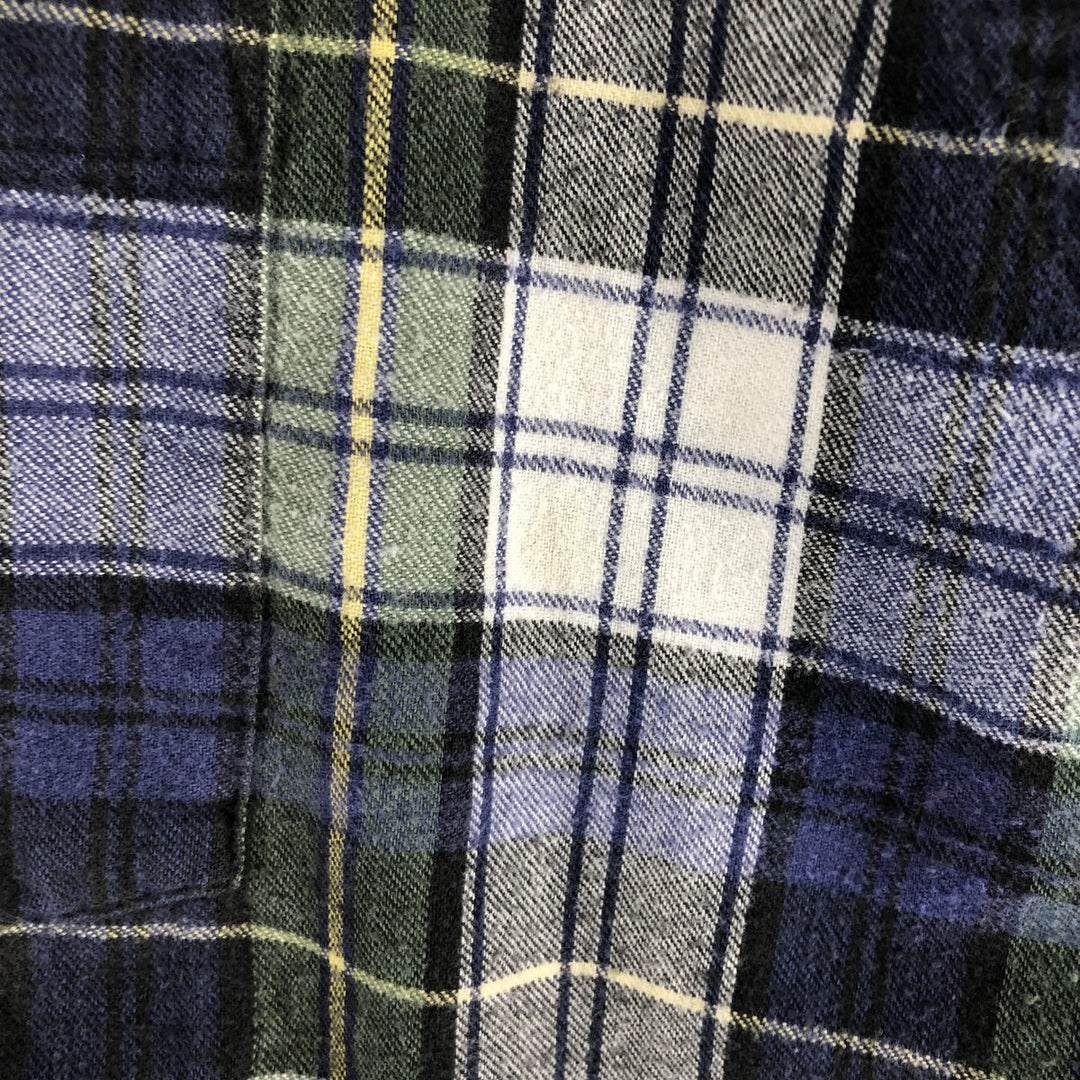 80s-90'S LLBean Long Sleeve Light Nell Check Shirt Men's XL Vintage cotton green type Vintage Second Hand