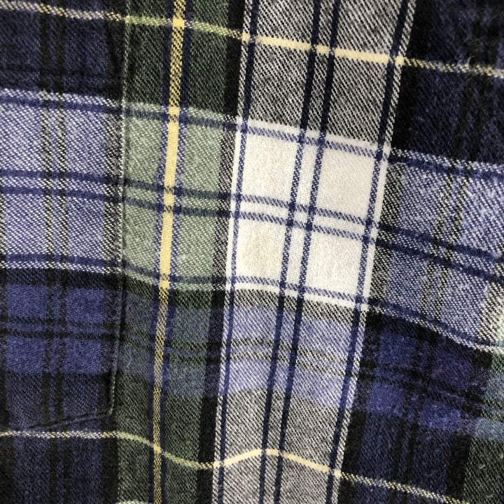 80s-90'S LLBean Long Sleeve Light Nell Check Shirt Men's XL Vintage cotton green type Vintage Second Hand