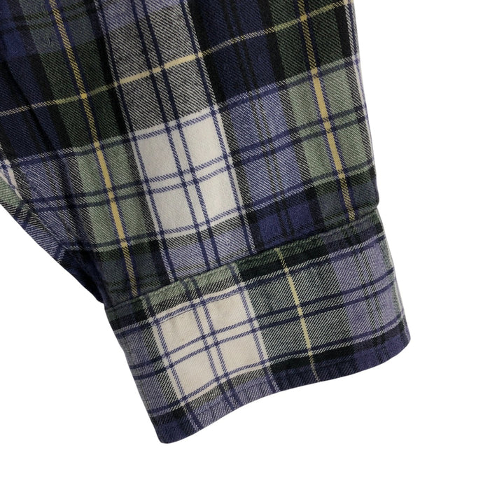 80s-90'S LLBean Long Sleeve Light Nell Check Shirt Men's XL Vintage cotton green type Vintage Second Hand