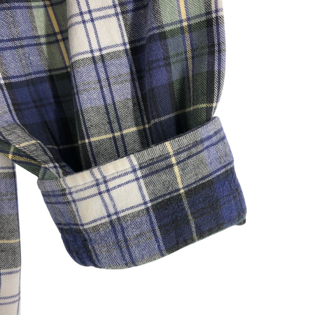 80s-90'S LLBean Long Sleeve Light Nell Check Shirt Men's XL Vintage cotton green type Vintage Second Hand