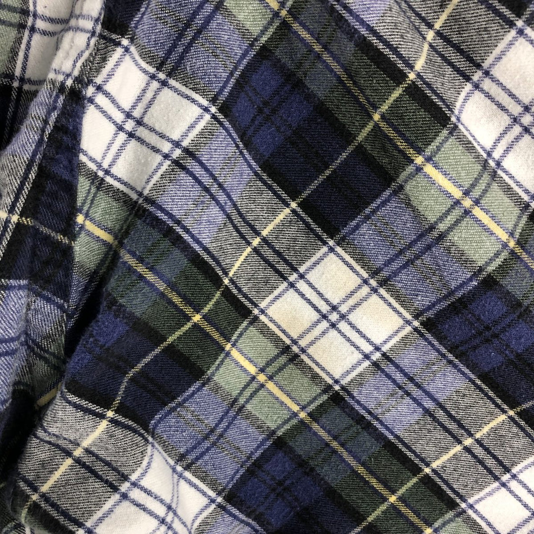 80s-90'S LLBean Long Sleeve Light Nell Check Shirt Men's XL Vintage cotton green type Vintage Second Hand