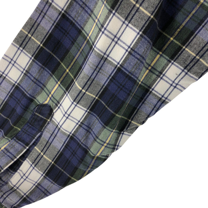 80s-90'S LLBean Long Sleeve Light Nell Check Shirt Men's XL Vintage cotton green type Vintage Second Hand