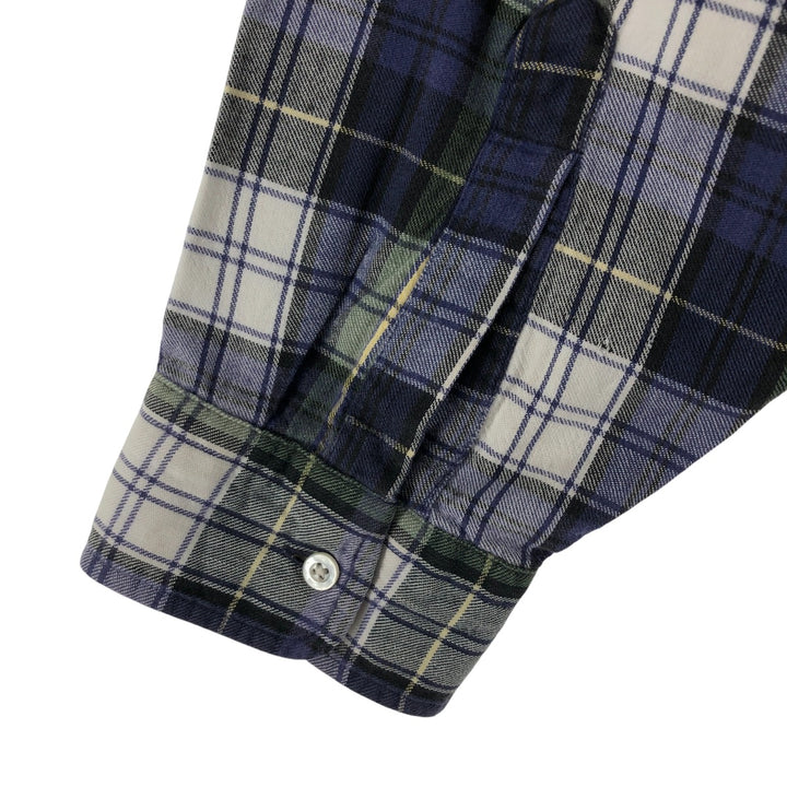 80s-90'S LLBean Long Sleeve Light Nell Check Shirt Men's XL Vintage cotton green type Vintage Second Hand