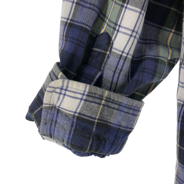 80s-90'S LLBean Long Sleeve Light Nell Check Shirt Men's XL Vintage cotton green type Vintage Second Hand