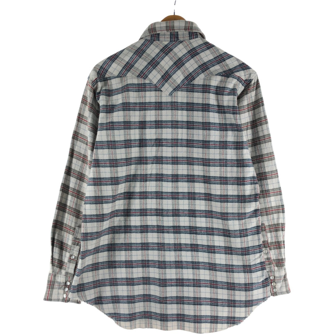 Wrangler WESTERN SHIRTS Western flannel check shirt, men's size L unclear white type Vintage Second Hand