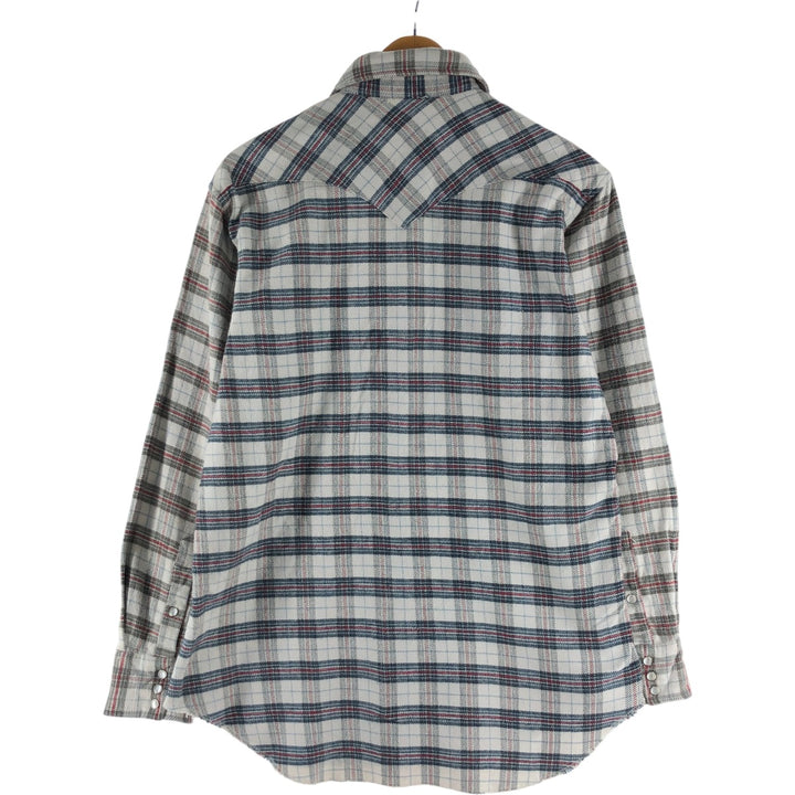 Wrangler WESTERN SHIRTS Western flannel check shirt, men's size L unclear white type Vintage Second Hand