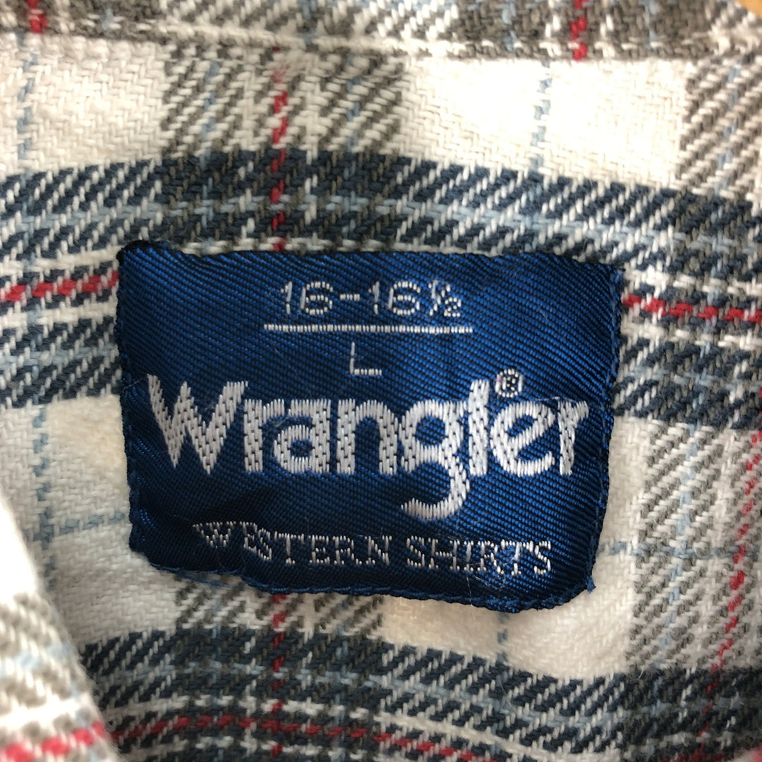 Wrangler WESTERN SHIRTS Western flannel check shirt, men's size L unclear white type Vintage Second Hand