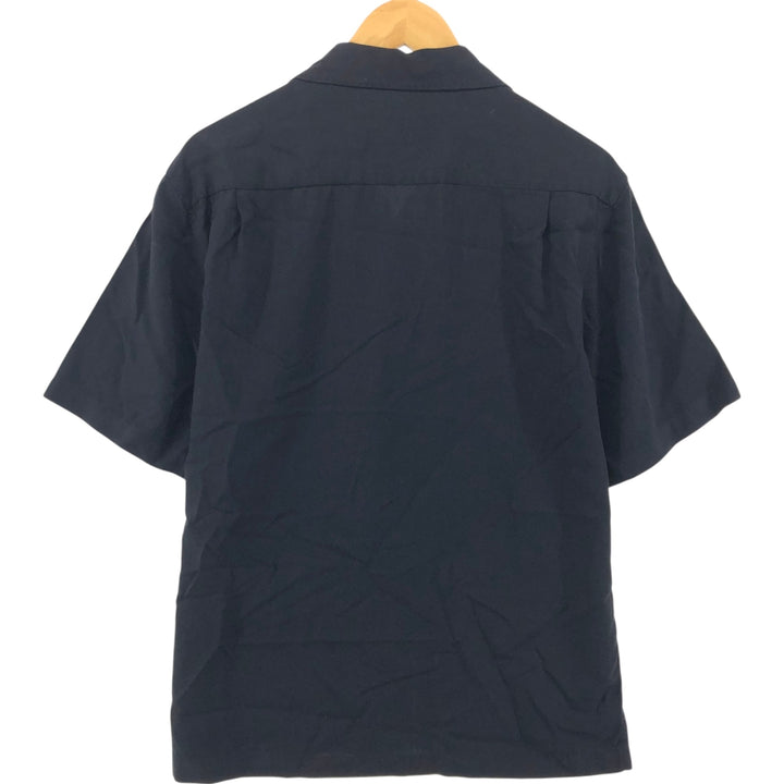 CARIBBEAN Short Sleeve Open Collar Silk Shirt Box Shirt Men's M Size Vintage silk black type Vintage Second Hand