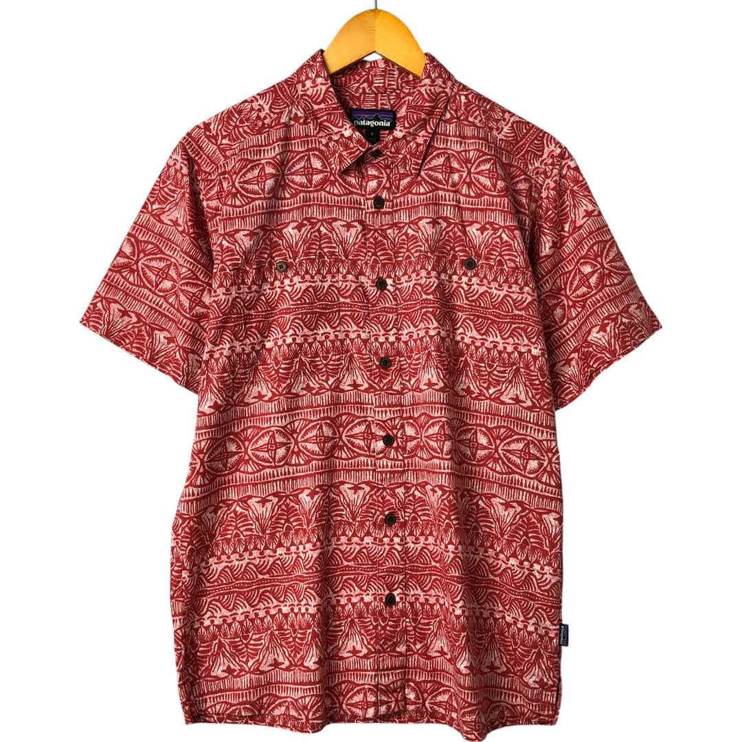 Patagonia 53139SP19 All-over print hemp x organic cotton Hawaiian aloha shirt, box shirt, men's size M Hemp red type Vintage Second Hand