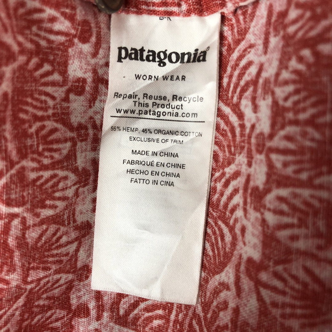 Patagonia 53139SP19 All-over print hemp x organic cotton Hawaiian aloha shirt, box shirt, men's size M Hemp red type Vintage Second Hand