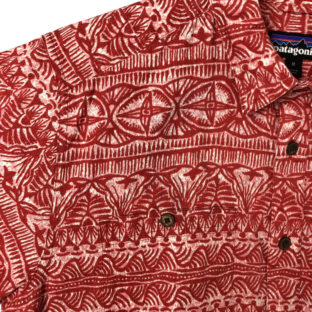 Patagonia 53139SP19 All-over print hemp x organic cotton Hawaiian aloha shirt, box shirt, men's size M Hemp red type Vintage Second Hand