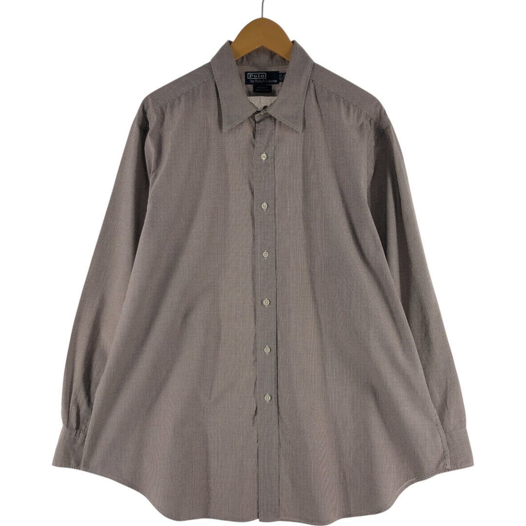 POLO by Ralph Lauren ANDREW Gingham Check Long Sleeve Button-Down Check Shirt Men's XL cotton Beige type Vintage Second Hand