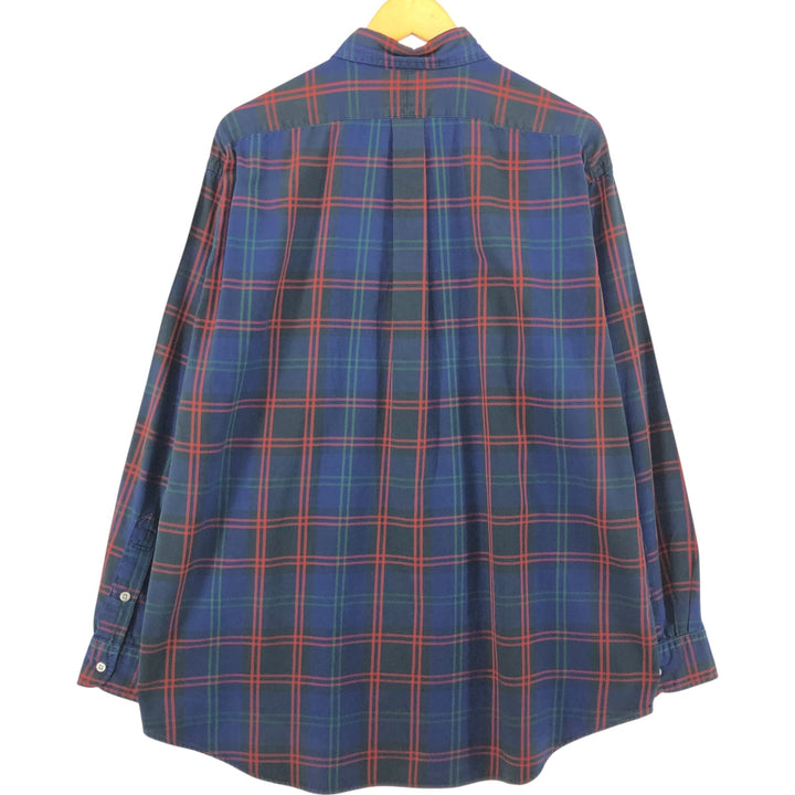 Ralph Lauren BLAKE long sleeve button down check shirt, men's size L cotton navy blue type Vintage Second Hand
