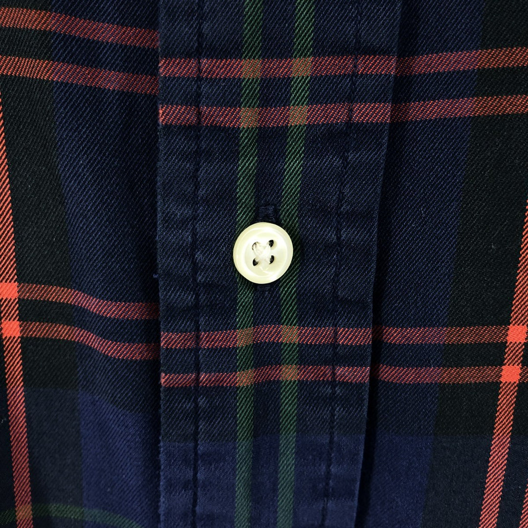 Ralph Lauren BLAKE long sleeve button down check shirt, men's size L cotton navy blue type Vintage Second Hand
