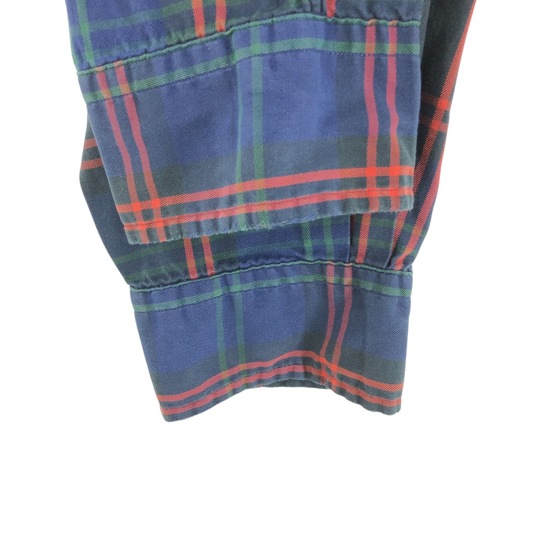 Ralph Lauren BLAKE long sleeve button down check shirt, men's size L cotton navy blue type Vintage Second Hand