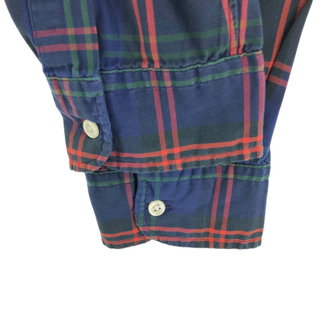 Ralph Lauren BLAKE long sleeve button down check shirt, men's size L cotton navy blue type Vintage Second Hand