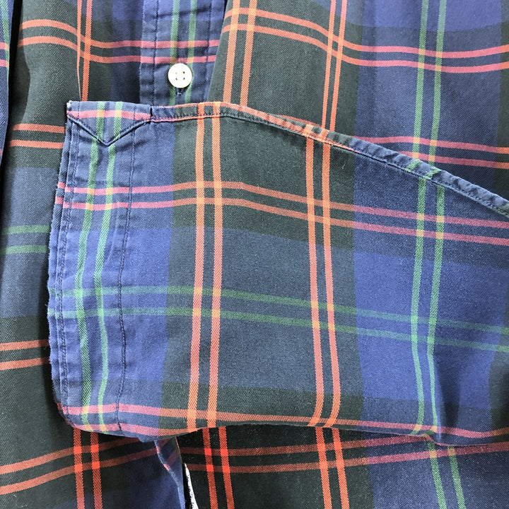Ralph Lauren BLAKE long sleeve button down check shirt, men's size L cotton navy blue type Vintage Second Hand