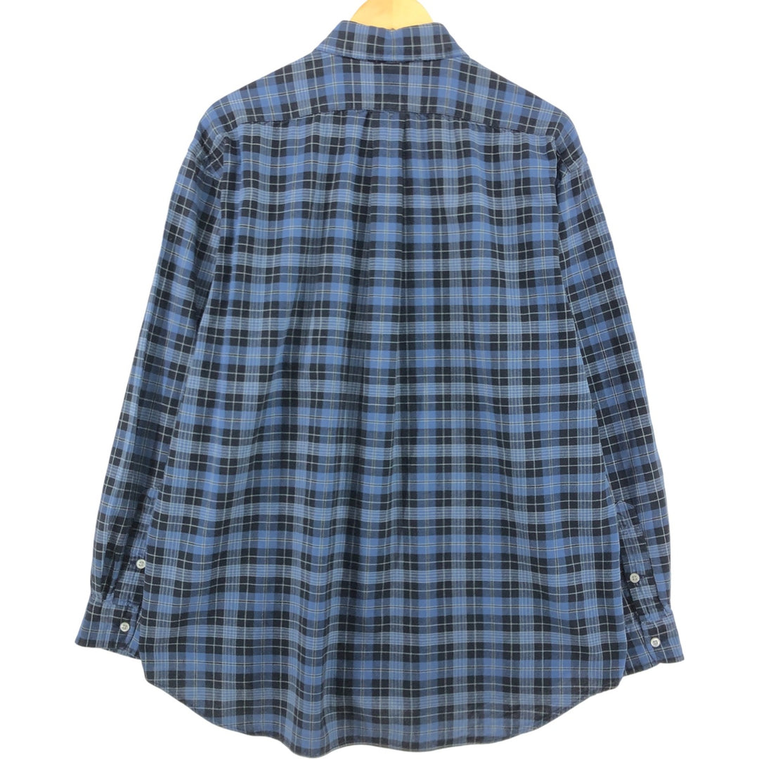 Ralph Lauren BLAKE long sleeve button down check shirt, men's size L cotton navy blue type Vintage Second Hand