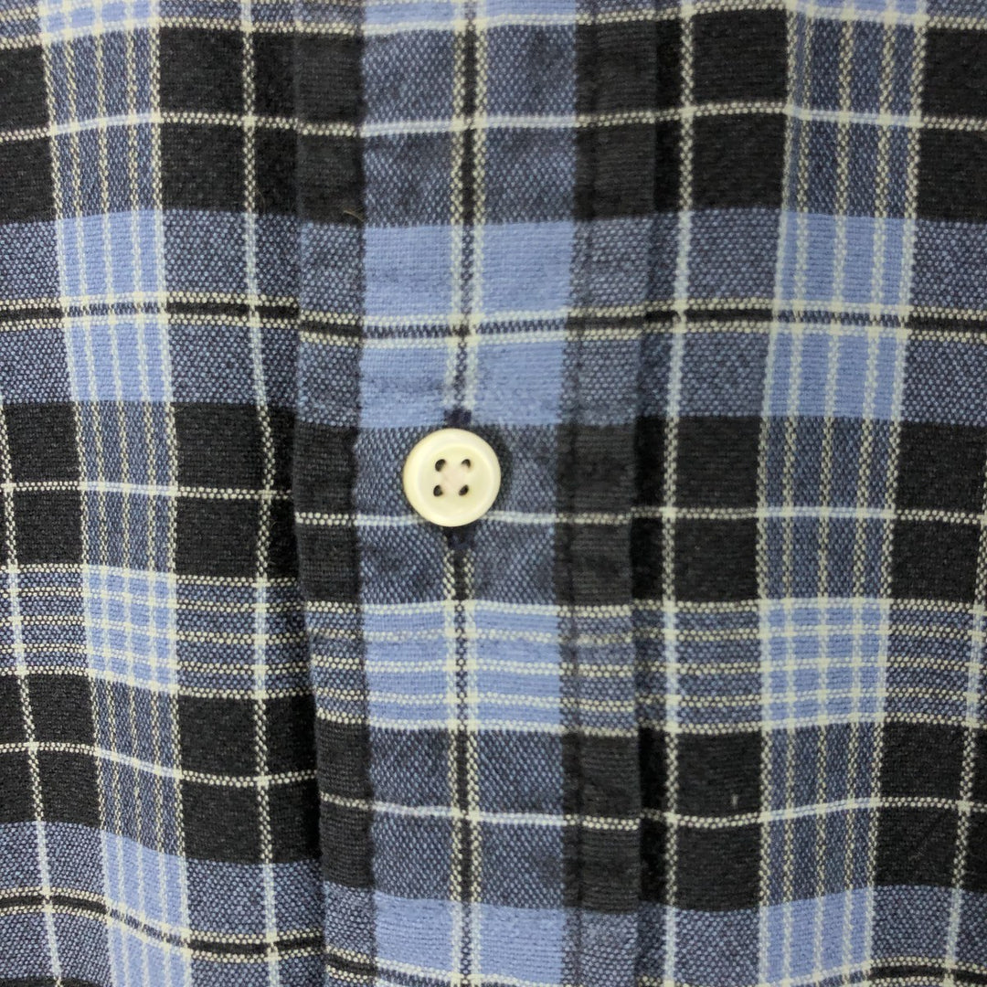 Ralph Lauren BLAKE long sleeve button down check shirt, men's size L cotton navy blue type Vintage Second Hand
