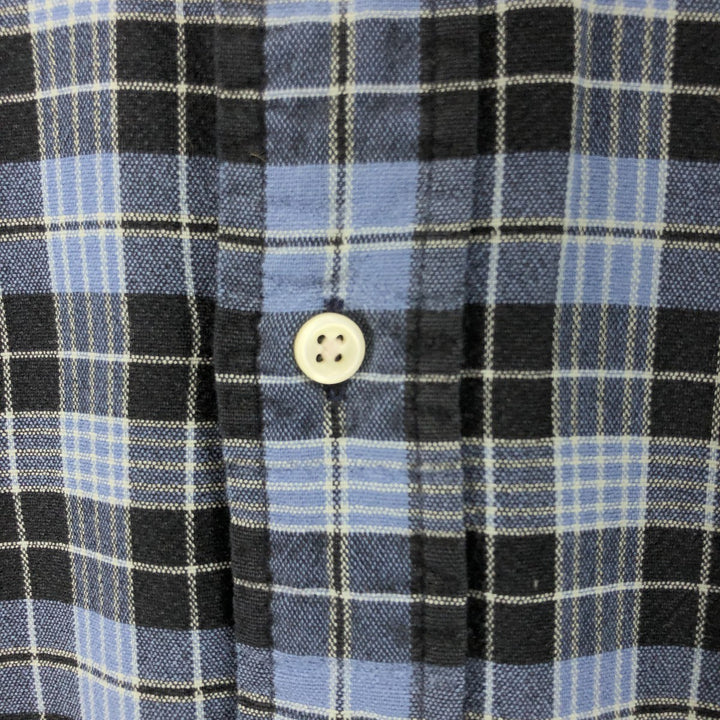 Ralph Lauren BLAKE long sleeve button down check shirt, men's size L cotton navy blue type Vintage Second Hand
