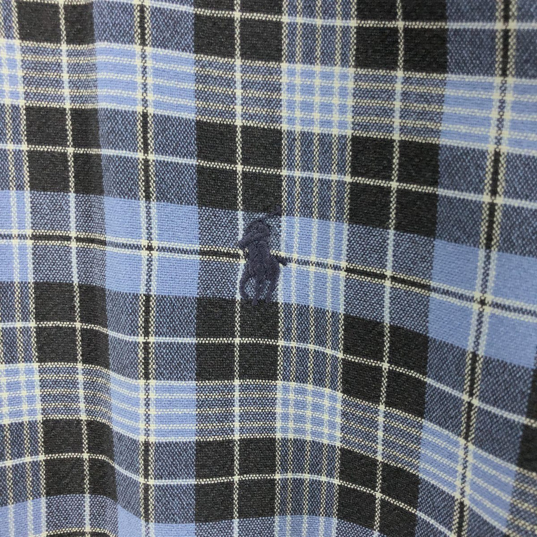 Ralph Lauren BLAKE long sleeve button down check shirt, men's size L cotton navy blue type Vintage Second Hand