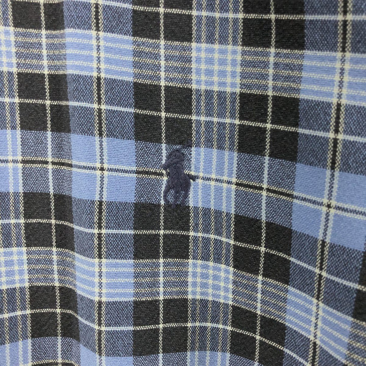 Ralph Lauren BLAKE long sleeve button down check shirt, men's size L cotton navy blue type Vintage Second Hand