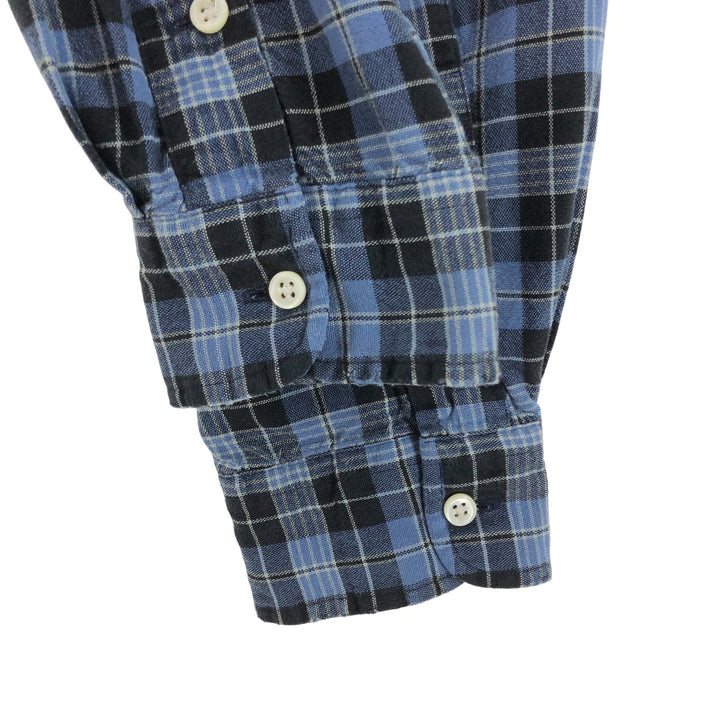 Ralph Lauren BLAKE long sleeve button down check shirt, men's size L cotton navy blue type Vintage Second Hand