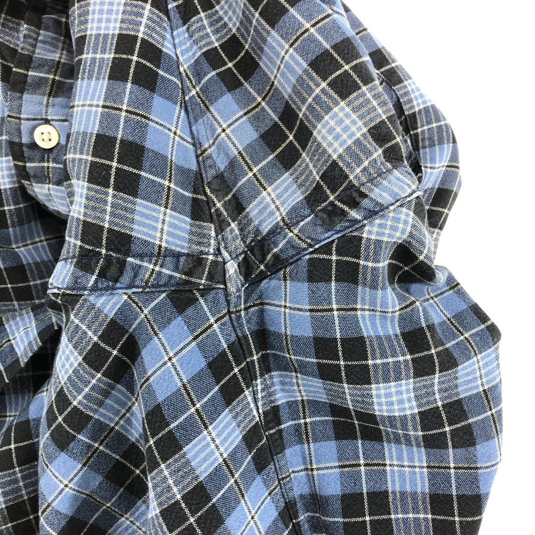 Ralph Lauren BLAKE long sleeve button down check shirt, men's size L cotton navy blue type Vintage Second Hand