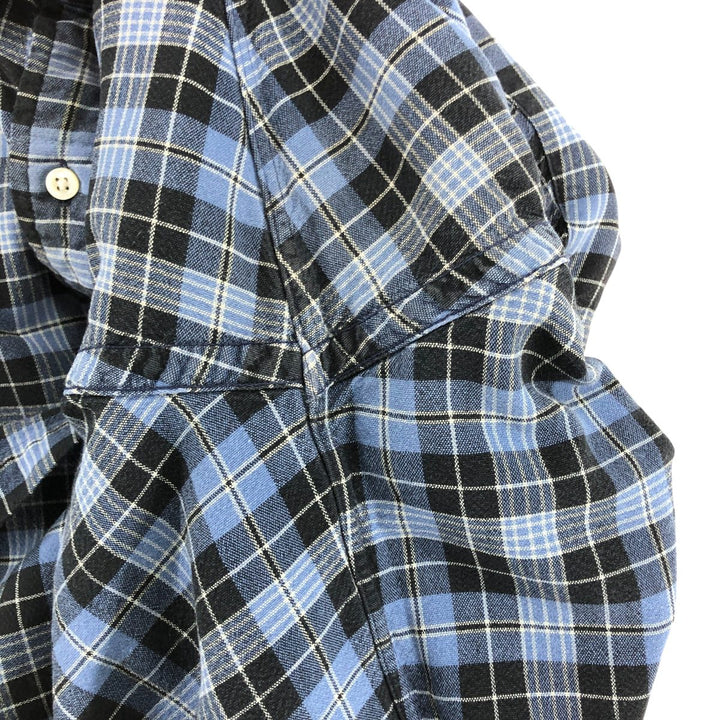 Ralph Lauren BLAKE long sleeve button down check shirt, men's size L cotton navy blue type Vintage Second Hand