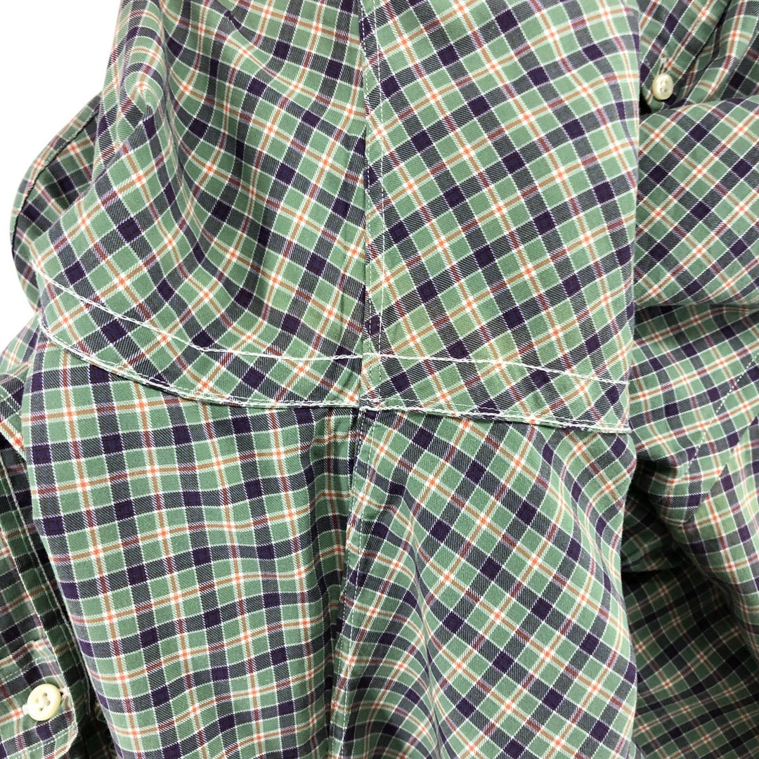 Ralph Lauren Classic Fit Long Sleeve Button Down Check Shirt Men's XL cotton Emerald green Vintage Second Hand