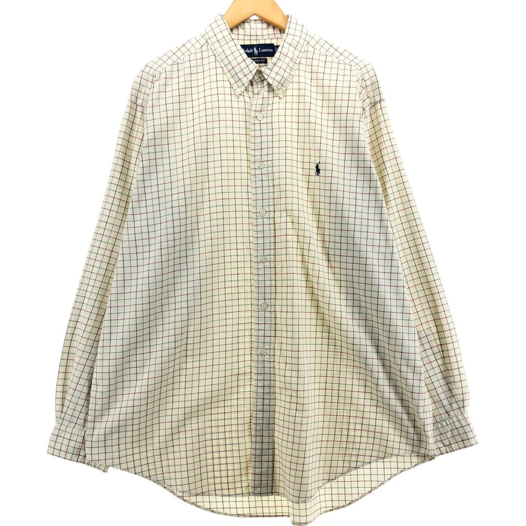 Ralph Lauren Classic Fit Long Sleeve Button Down Check Shirt Men's XL cotton Vintage Second Hand