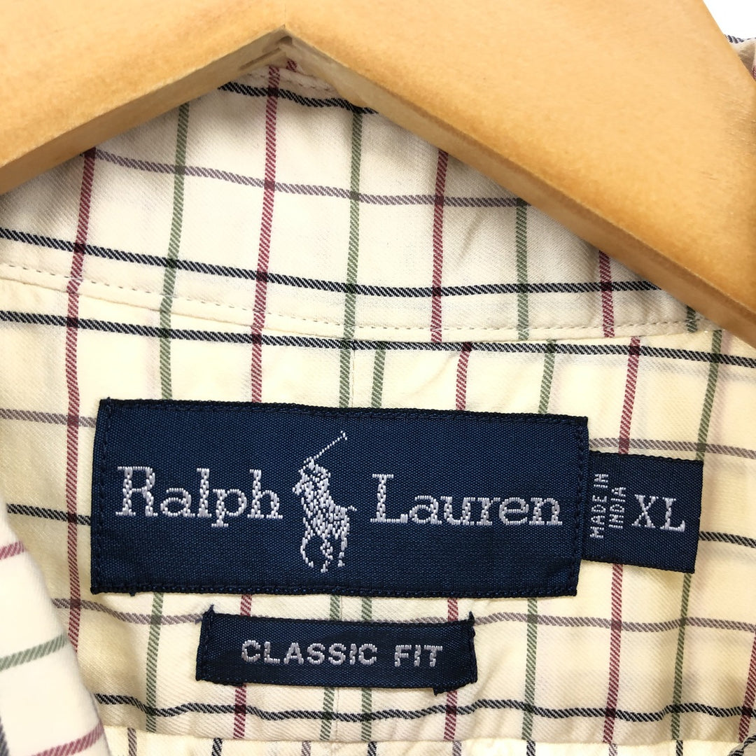 Ralph Lauren Classic Fit Long Sleeve Button Down Check Shirt Men's XL cotton Vintage Second Hand