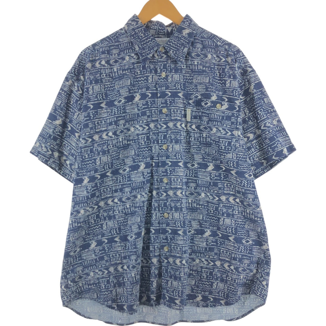 Columbia Sportswear Company All-over Hawaiian Aloha Shirt, Men's XL cotton blue type Vintage Second Hand