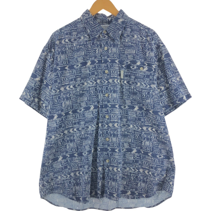 Columbia Sportswear Company All-over Hawaiian Aloha Shirt, Men's XL cotton blue type Vintage Second Hand